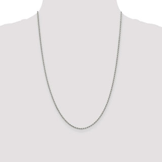 24" Rhodium-plated Sterling Silver 1.7mm Diamond-cut Rope Chain Necklace