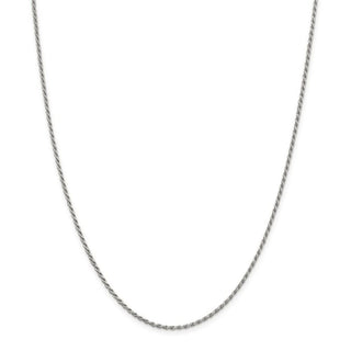 24" Rhodium-plated Sterling Silver 1.7mm Diamond-cut Rope Chain Necklace