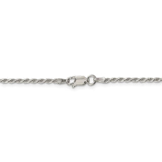 30" Sterling Silver 1.85mm Diamond-cut Rope Chain Necklace