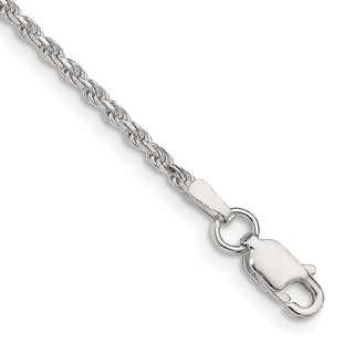 8" Sterling Silver 1.85mm Diamond-cut Rope Chain Bracelet
