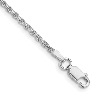 7" Sterling Silver Rhodium-plated 1.85mm Diamond-cut Rope Chain Bracelet