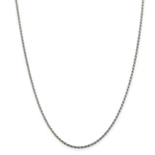 30" Sterling Silver 1.85mm Diamond-cut Rope Chain Necklace