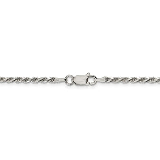 22" Sterling Silver 2.25mm Diamond-cut Rope Chain Necklace w/4in ext.