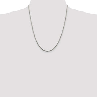22" Sterling Silver 2.25mm Diamond-cut Rope Chain Necklace