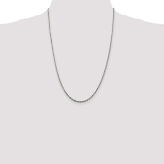 24" Sterling Silver 2.25mm Diamond-cut Rope Chain Necklace
