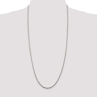 30" Sterling Silver 2.25mm Diamond-cut Rope Chain Necklace