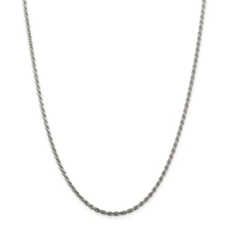 22" Sterling Silver 2.25mm Diamond-cut Rope Chain Necklace w/4in ext.