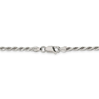 30" Sterling Silver 2.5mm Diamond-cut Rope Chain Necklace