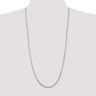 30" Sterling Silver 2.5mm Diamond-cut Rope Chain Necklace