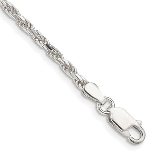 8" Sterling Silver 2.5mm Diamond-cut Rope Chain Bracelet