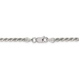 8" Sterling Silver 2.75mm Diamond-cut Rope Chain Bracelet
