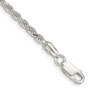 7" Sterling Silver 2.75mm Diamond-cut Rope Chain Bracelet