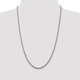 20" Rhodium-plated Sterling Silver 2.75mm Diamond-cut Rope Chain Necklace