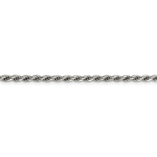 20" Rhodium-plated Sterling Silver 2.75mm Diamond-cut Rope Chain Necklace