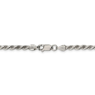 24" Sterling Silver 3mm Diamond-cut Rope Chain Necklace