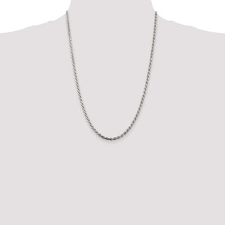 24" Sterling Silver 3mm Diamond-cut Rope Chain Necklace