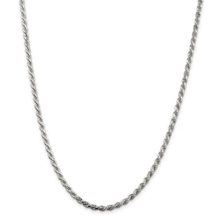 24" Sterling Silver 3mm Diamond-cut Rope Chain Necklace