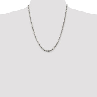 22" Sterling Silver 3.5mm Diamond-cut Rope Chain Necklace