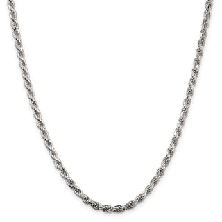 24" Rhodium-plated Sterling Silver 3.5mm Diamond-cut Rope Chain Necklace