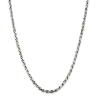 22" Sterling Silver 3.5mm Diamond-cut Rope Chain Necklace
