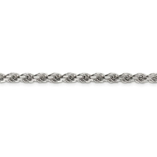 7" Sterling Silver 4.25mm Diamond-cut Rope Chain Bracelet