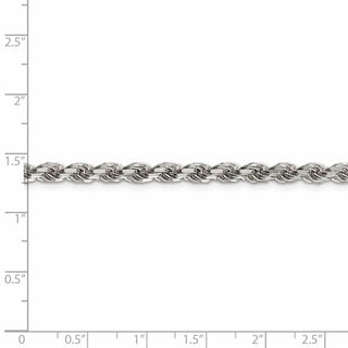7" Sterling Silver 4.25mm Diamond-cut Rope Chain Bracelet