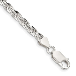 7" Sterling Silver 4.25mm Diamond-cut Rope Chain Bracelet