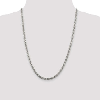 24" Sterling Silver 4.75mm Diamond-cut Rope Chain Necklace