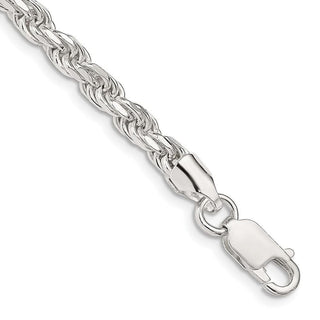 9" Sterling Silver 4.75mm Diamond-cut Rope Chain Bracelet