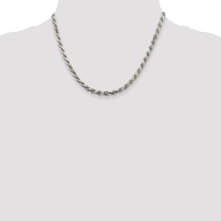 18" Rhodium-plated Sterling Silver 4.75mm Diamond-cut Rope Chain Necklace