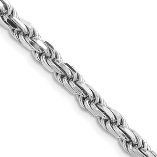 18" Rhodium-plated Sterling Silver 4.75mm Diamond-cut Rope Chain Necklace