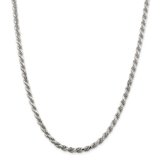 24" Sterling Silver 4.75mm Diamond-cut Rope Chain Necklace