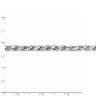 9" Sterling Silver 5.75mm Diamond-cut Rope Chain Bracelet