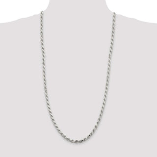 30" Sterling Silver 5.75mm Diamond-cut Rope Chain Necklace