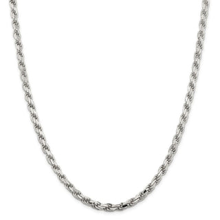 30" Sterling Silver 5.75mm Diamond-cut Rope Chain Necklace