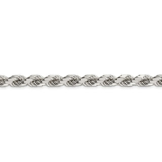 9" Sterling Silver 7mm Diamond-cut Rope Chain Bracelet