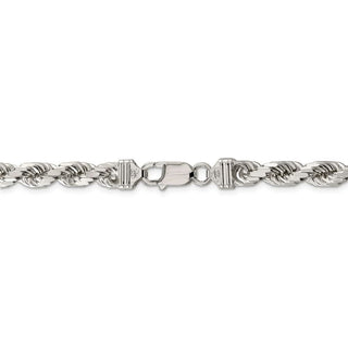 9" Sterling Silver 7mm Diamond-cut Rope Chain Bracelet
