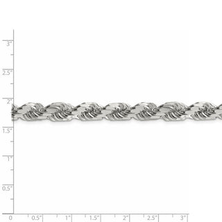 20" Sterling Silver 8mm Diamond-cut Rope Chain Necklace