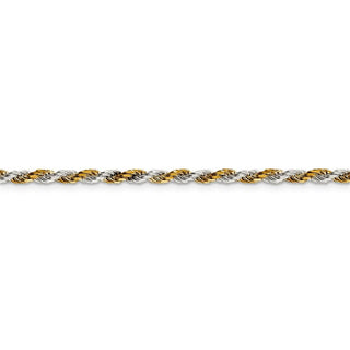 8" Sterling Silver And Vermeil 2.5mm Diamond-cut Rope Chain Bracelet