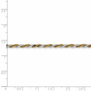 8" Sterling Silver And Vermeil 2.5mm Diamond-cut Rope Chain Bracelet