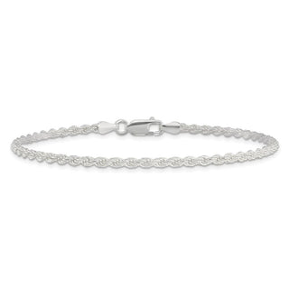 8" Sterling Silver 2.5mm Solid Rope Chain Bracelet