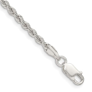 7" Sterling Silver 2.5mm Solid Rope Chain Bracelet