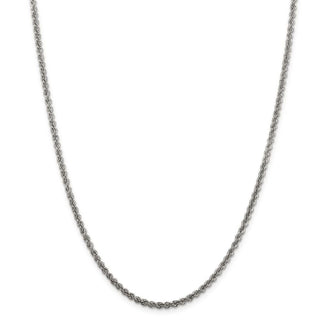 24" Sterling Silver 2.5mm Solid Rope Chain Necklace