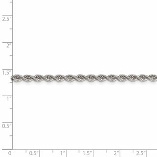 9" Sterling Silver 3mm Solid Rope Chain Anklet
