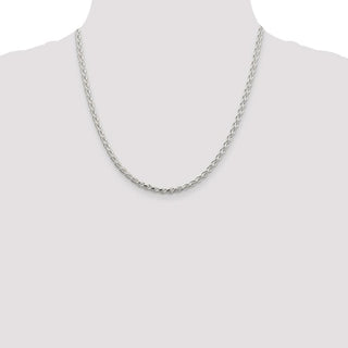 20" Sterling Silver 3.75mm Diamond-cut Spiga Chain Necklace