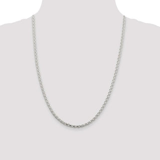 24" Sterling Silver 3.75mm Diamond-cut Spiga Chain Necklace