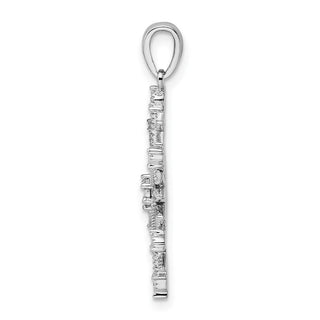 Rhodium-Plated Sterling Silver Diamond Snowflake Pendant