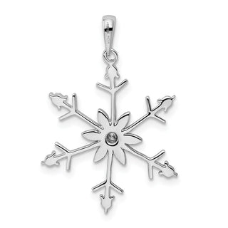Rhodium-Plated Sterling Silver Diamond Snowflake Pendant