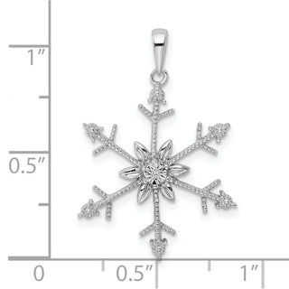 Rhodium-Plated Sterling Silver Diamond Snowflake Pendant