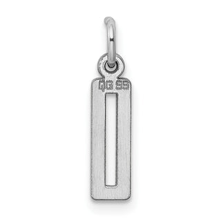 Sterling Silver Rhodium-plated Small Elongated Polished Number 0 Charm